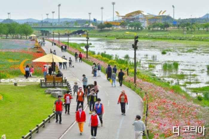 장성군이 (洪)길동무 꽃길축제가 마무리되는 29일 이후에도 황룡강 나들이객 맞이 기간을 운영한다.JPG
