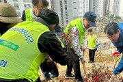 화성시자원봉사센터, 농협화성시지부와 함께 왕배산공원에 봄꽃 식재